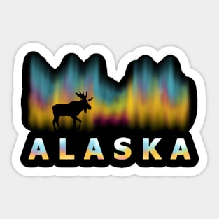 Alaska Day Reindeer With Polar Lights And Moose Sticker